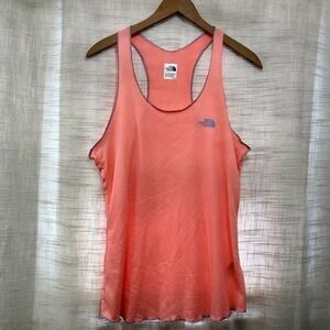 The North Face Women LG Play Hard Tank Top Neon Peach‎ Purple Gym Run